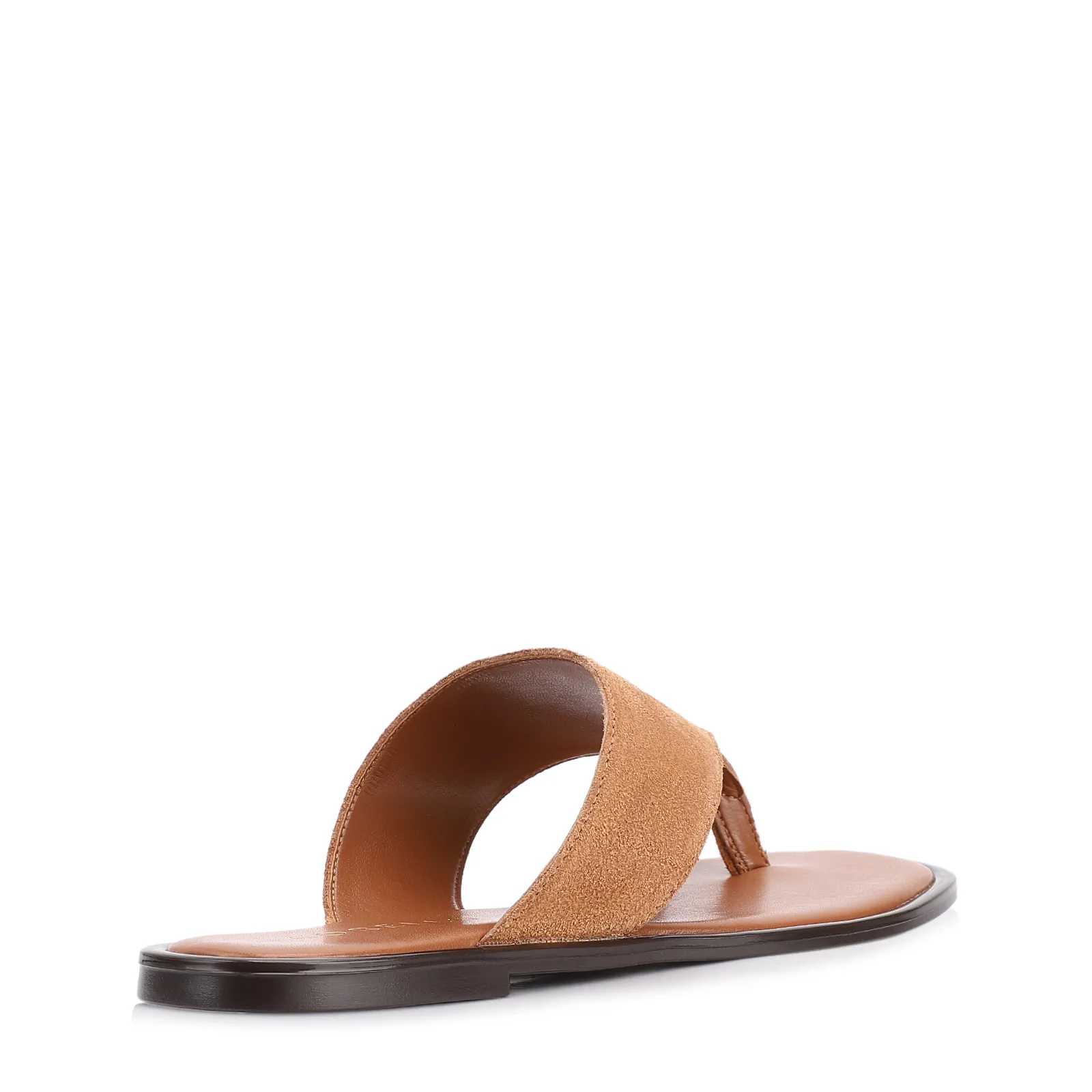 Rasteirinha Toe Ring Couro Camurça Marrom Claro