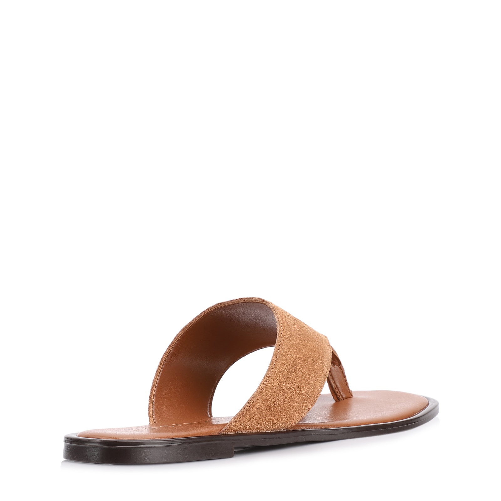 Rasteirinha Toe Ring Couro Camurça Marrom Claro