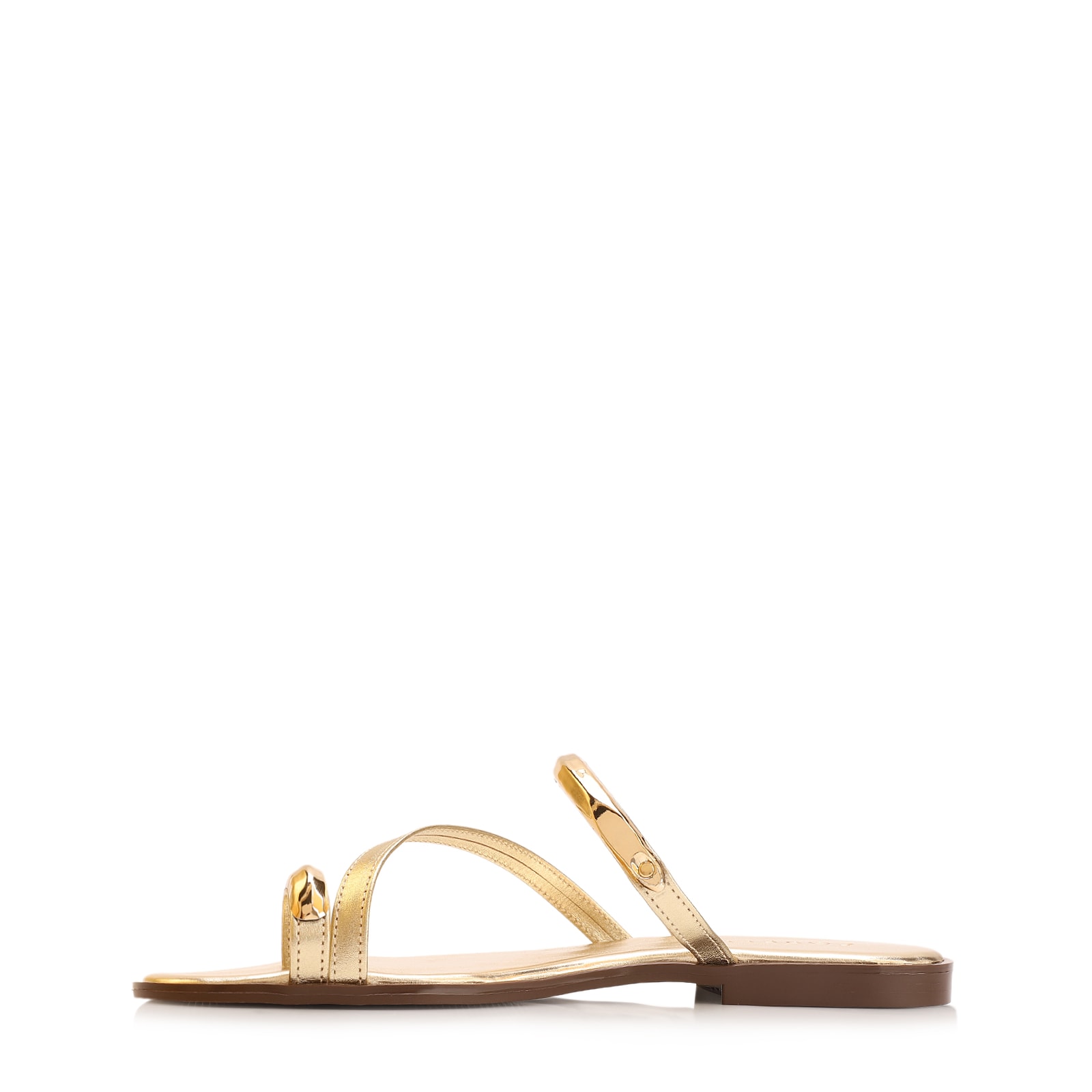 Rasteirinha Toe Ring Couro Dourado