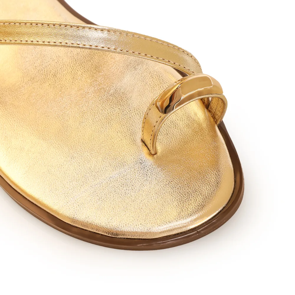Rasteirinha Toe Ring Couro Dourado - imagem 6