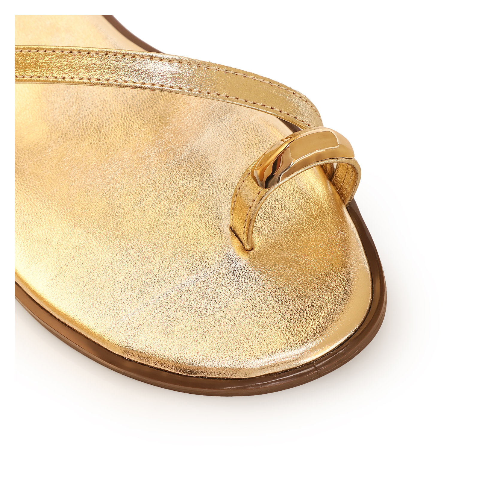 Rasteirinha Toe Ring Couro Dourado