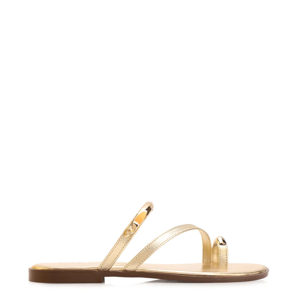 Rasteirinha Toe Ring Couro Dourado - imagem 2