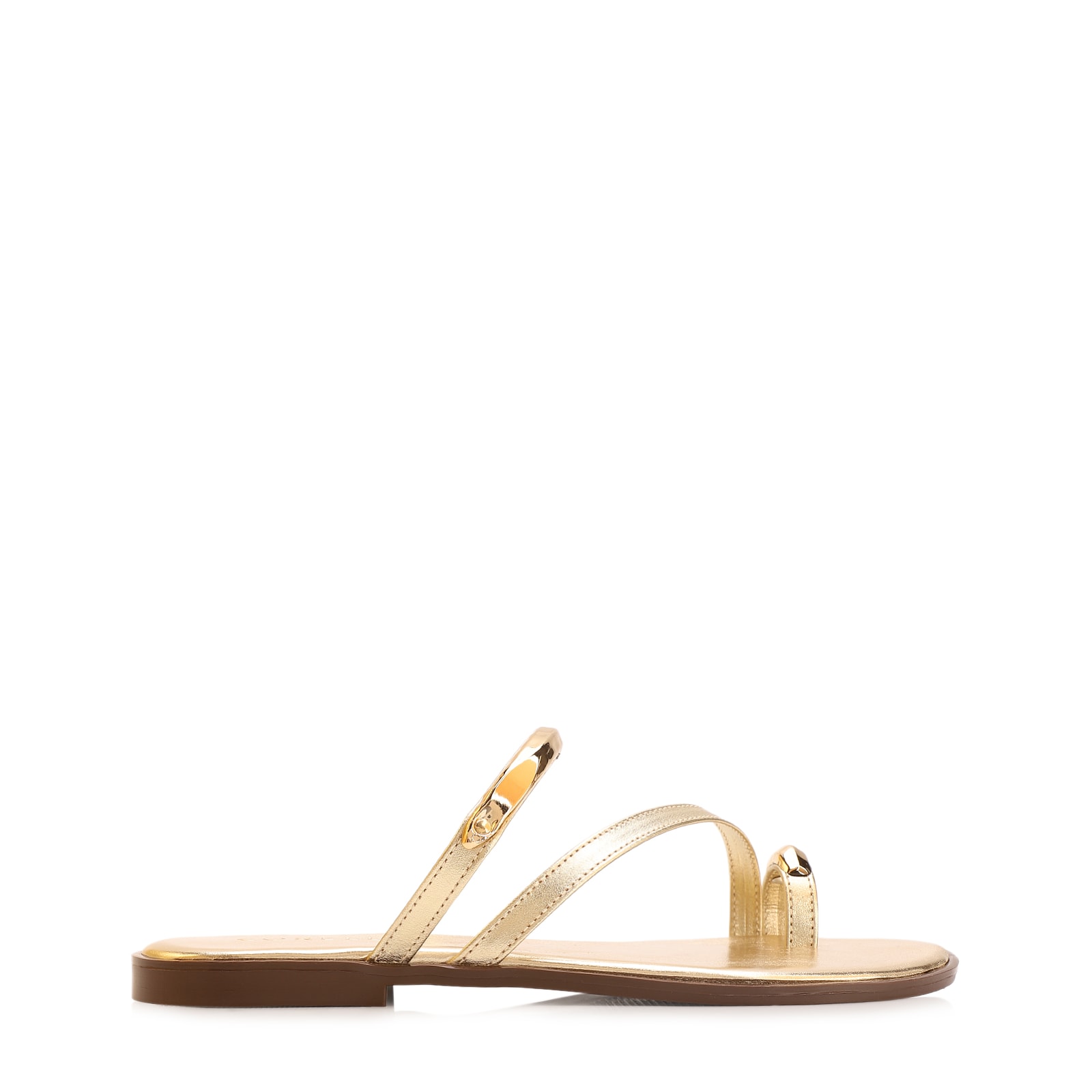 Rasteirinha Toe Ring Couro Dourado