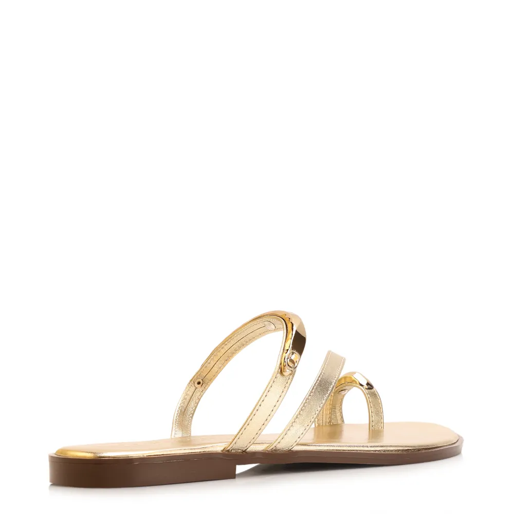 Rasteirinha Toe Ring Couro Dourado - imagem 3
