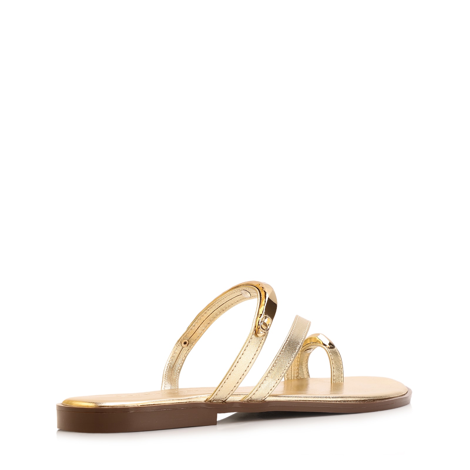 Rasteirinha Toe Ring Couro Dourado
