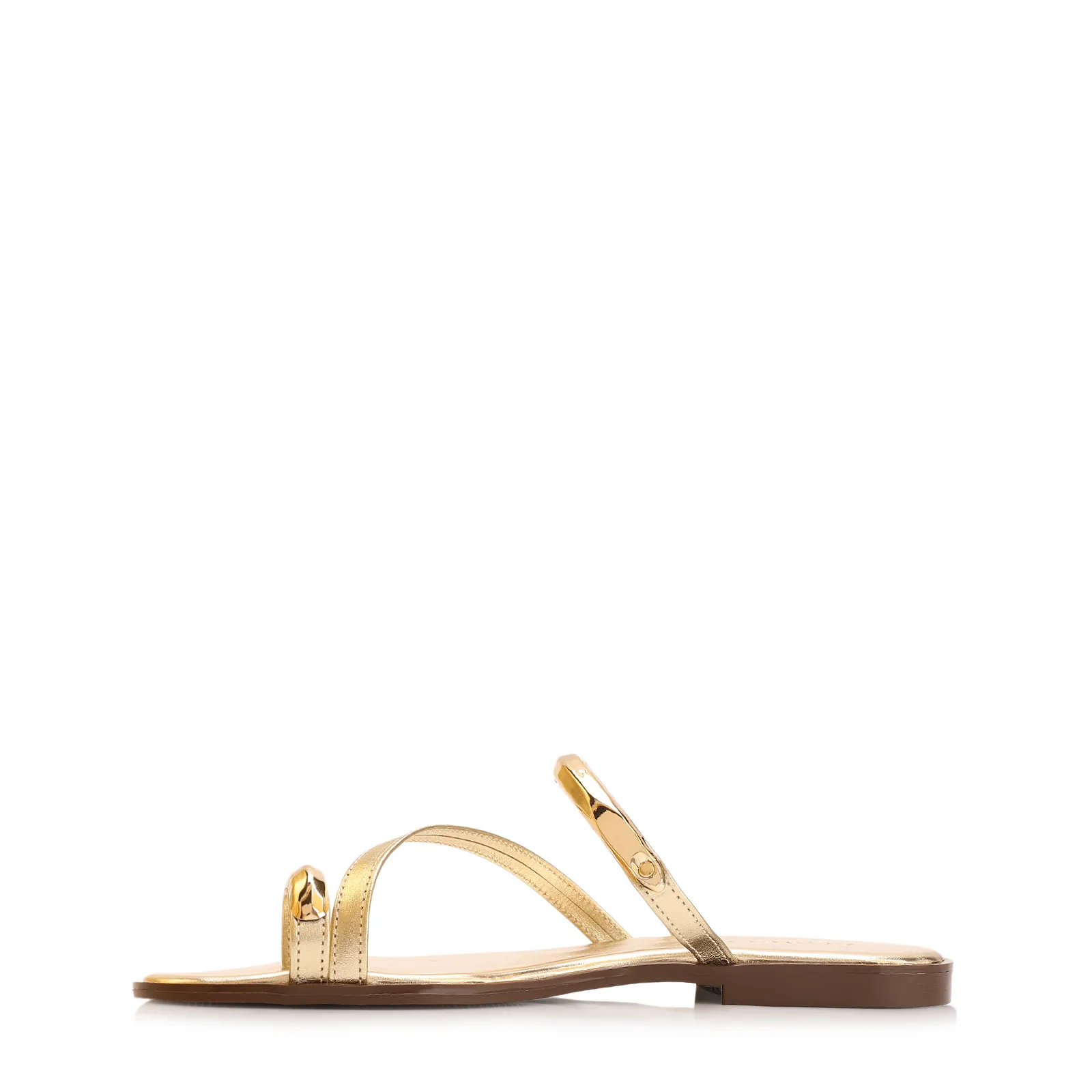 Rasteirinha Toe Ring Couro Dourado