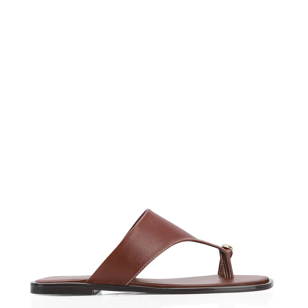 Rasteirinha Toe Ring Couro Marrom - imagem 3