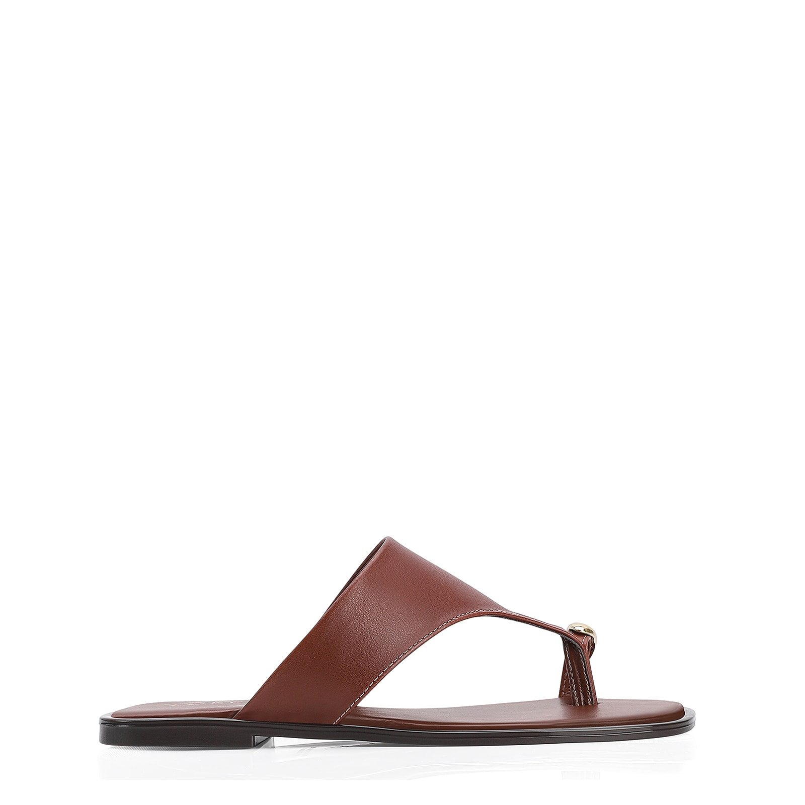 Rasteirinha Toe Ring Couro Marrom