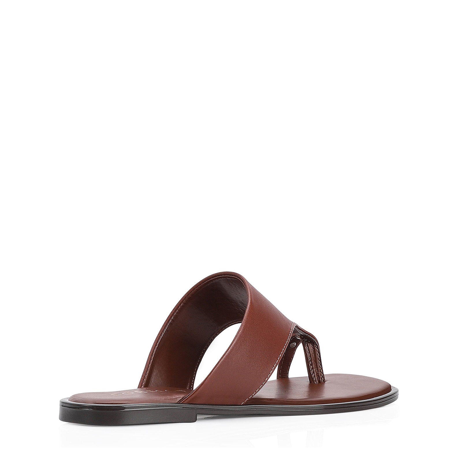 Rasteirinha Toe Ring Couro Marrom