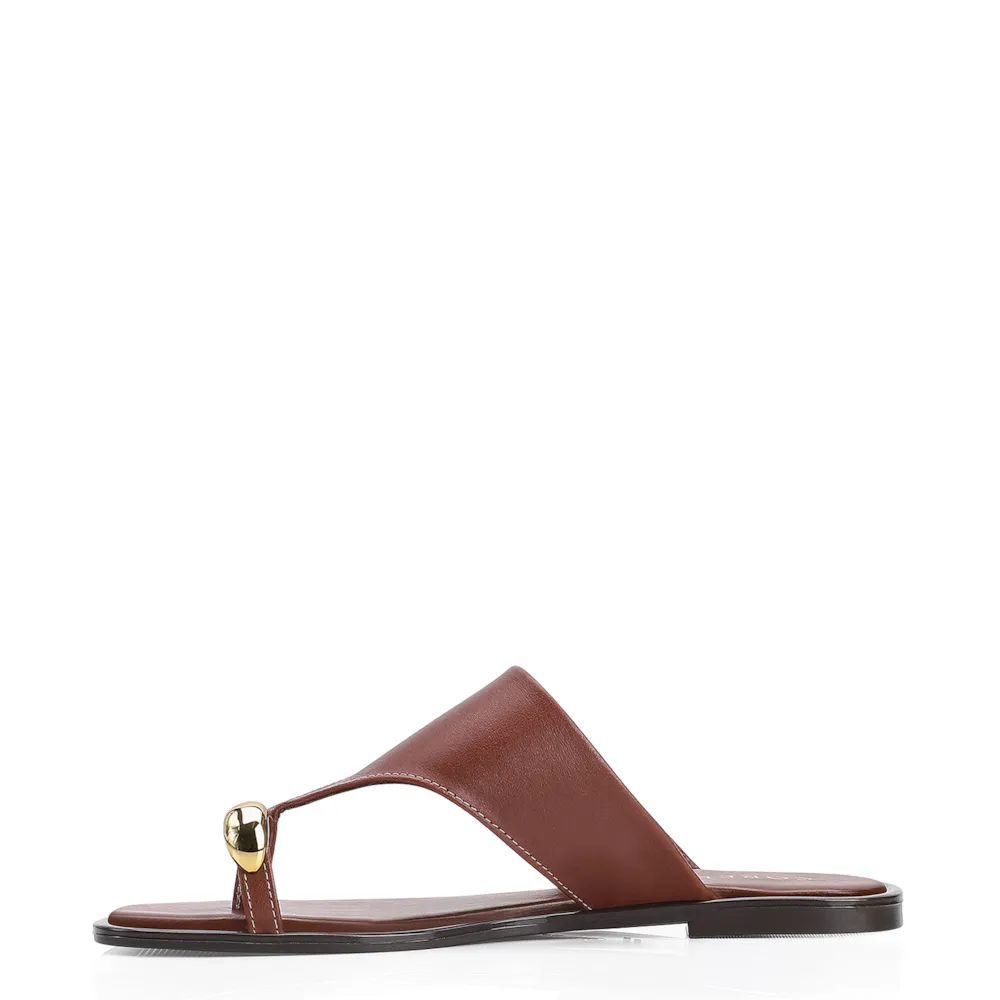 Rasteirinha Toe Ring Couro Marrom - imagem 5