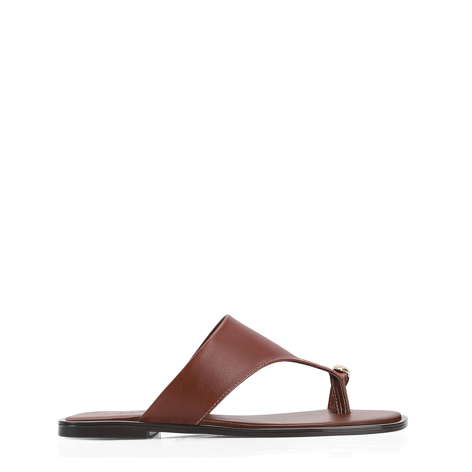 Rasteirinha Toe Ring Couro Marrom