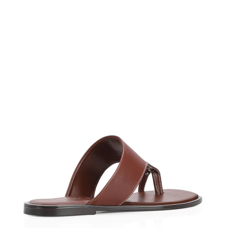 Rasteirinha Toe Ring Couro Marrom - foto 4