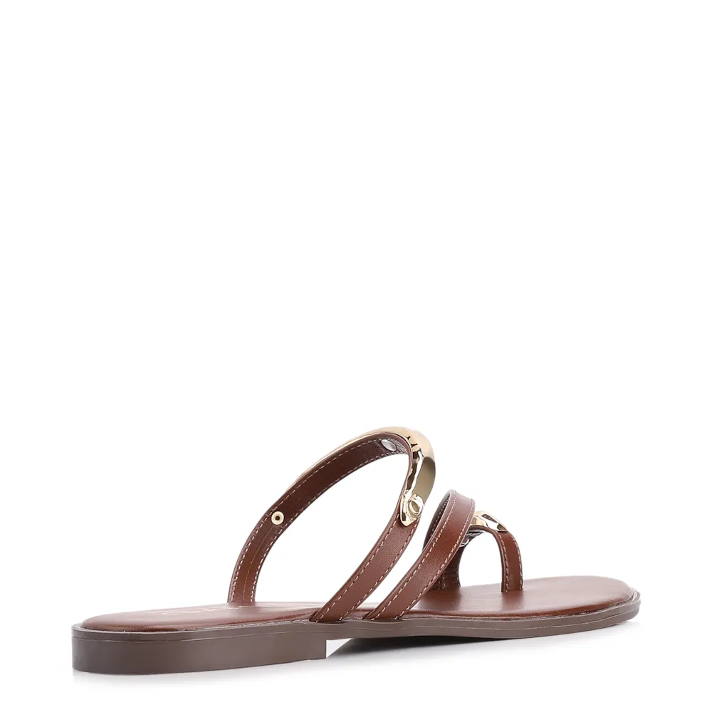 Rasteirinha Toe Ring Couro Marrom - imagem 4