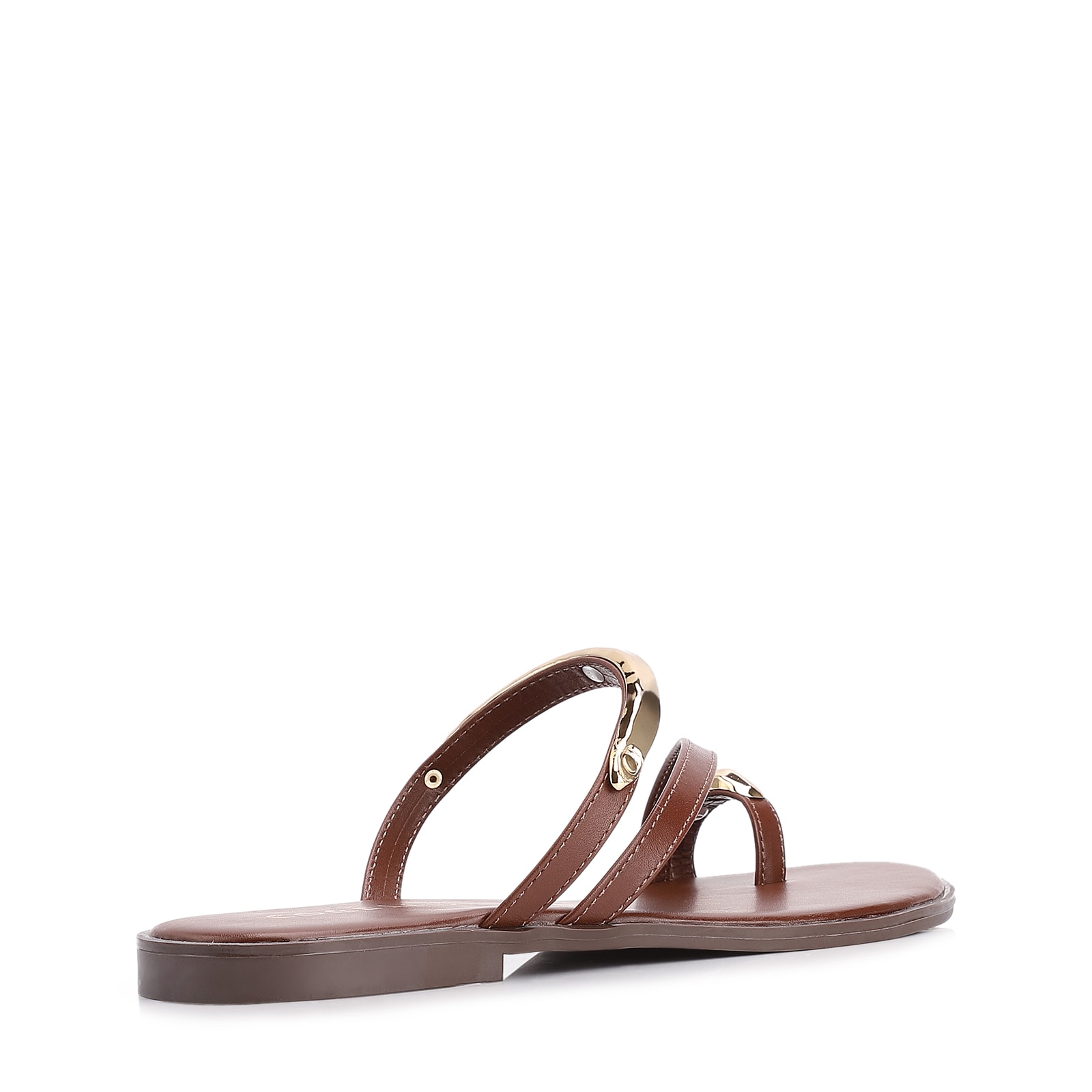 Rasteirinha Toe Ring Couro Marrom