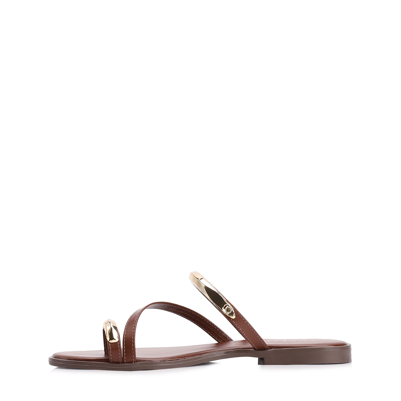 Rasteirinha Toe Ring Couro Marrom
