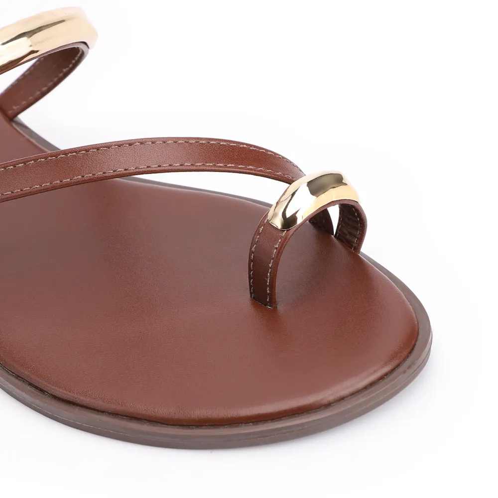 Rasteirinha Toe Ring Couro Marrom - imagem 7