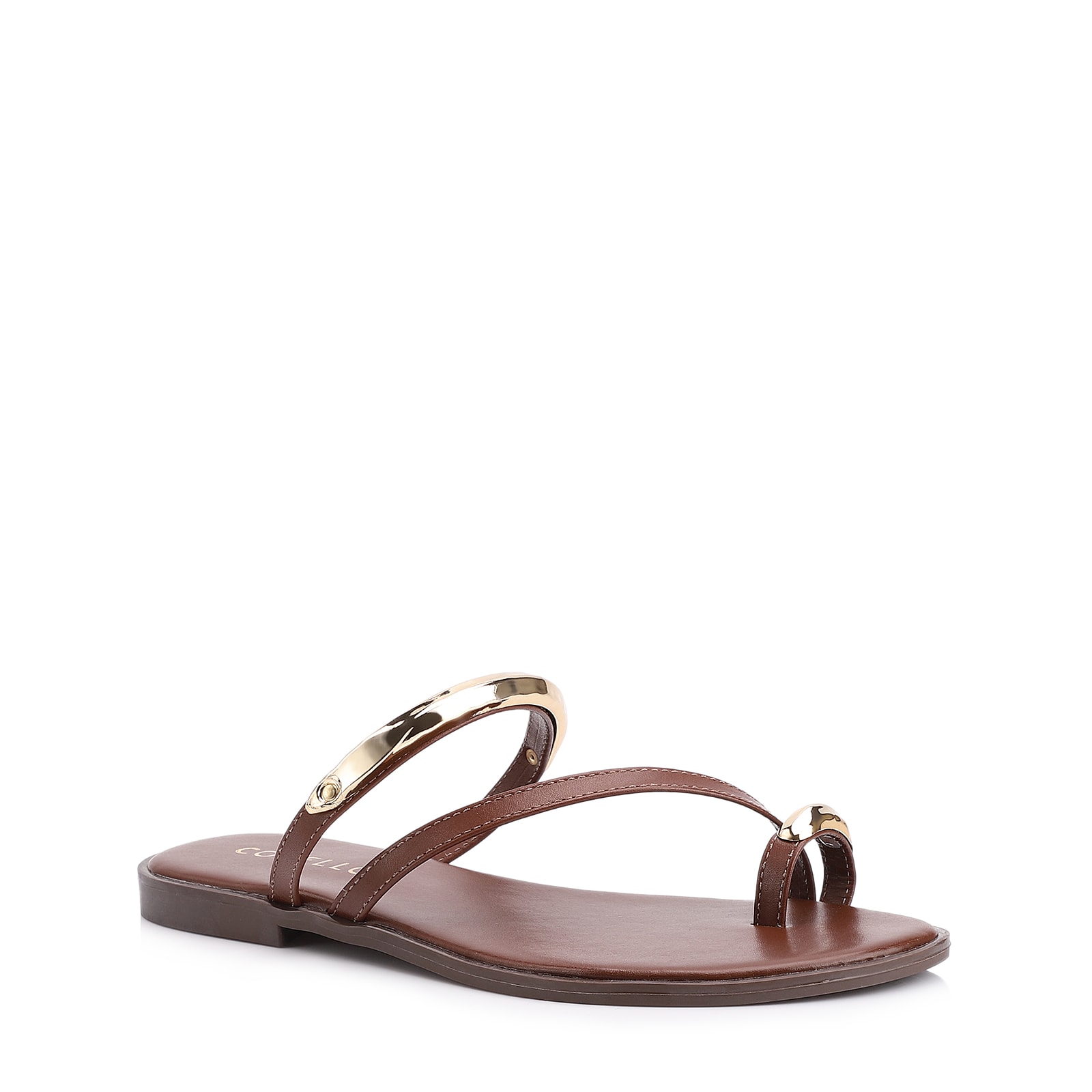 Rasteirinha Toe Ring Couro Marrom