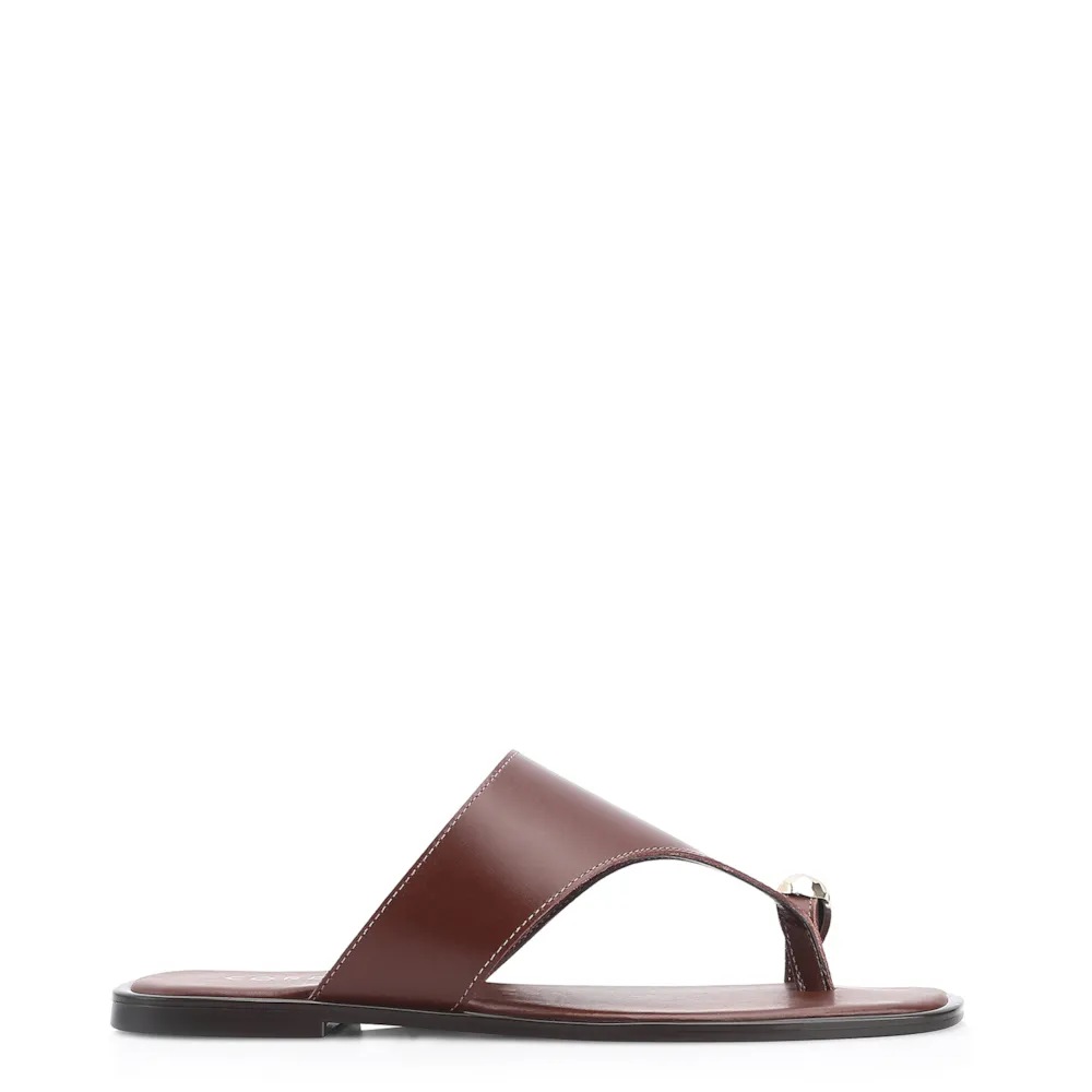 Rasteirinha Toe Ring Couro Marrom Escuro - imagem 3
