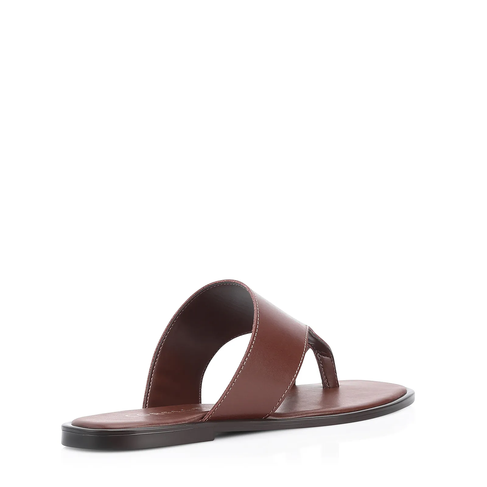 Rasteirinha Toe Ring Couro Marrom Escuro