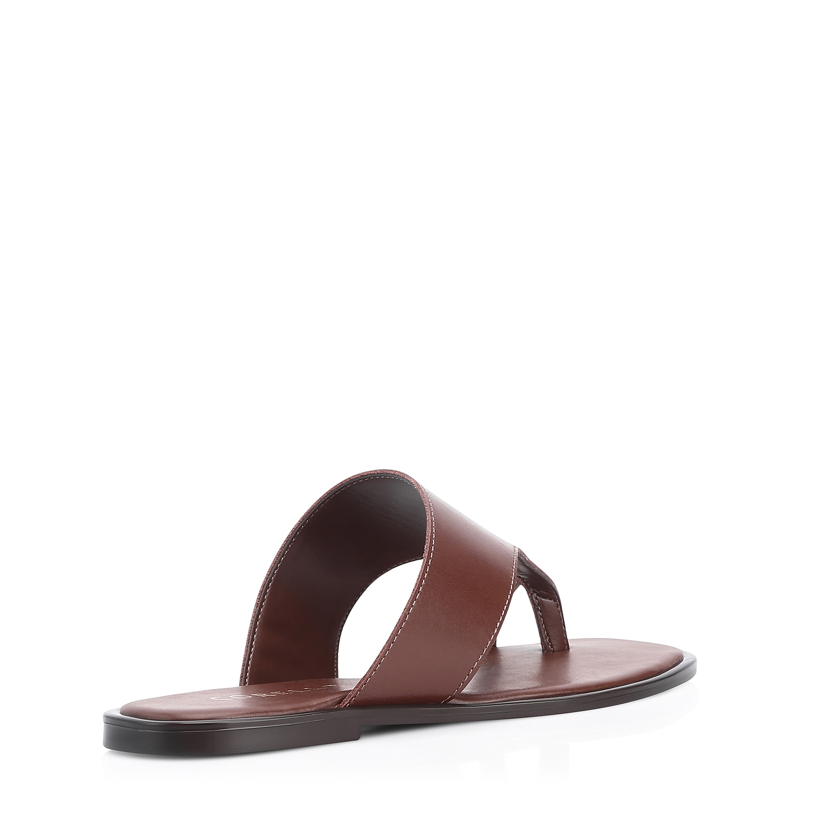 Rasteirinha Toe Ring Couro Marrom Escuro