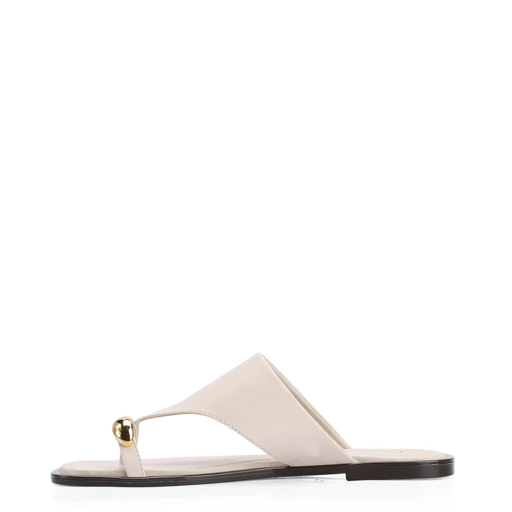 Rasteirinha Toe Ring Couro Off White - imagem 4