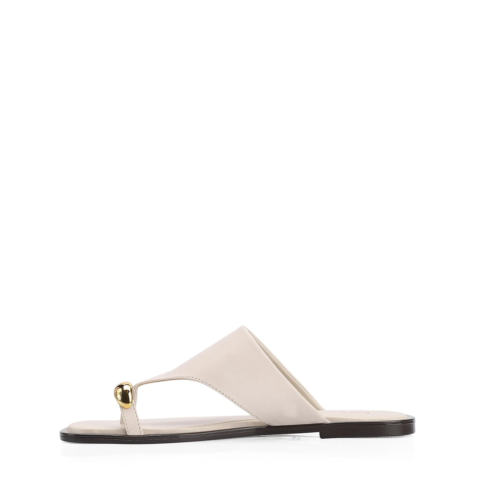 Rasteirinha Toe Ring Couro Off White