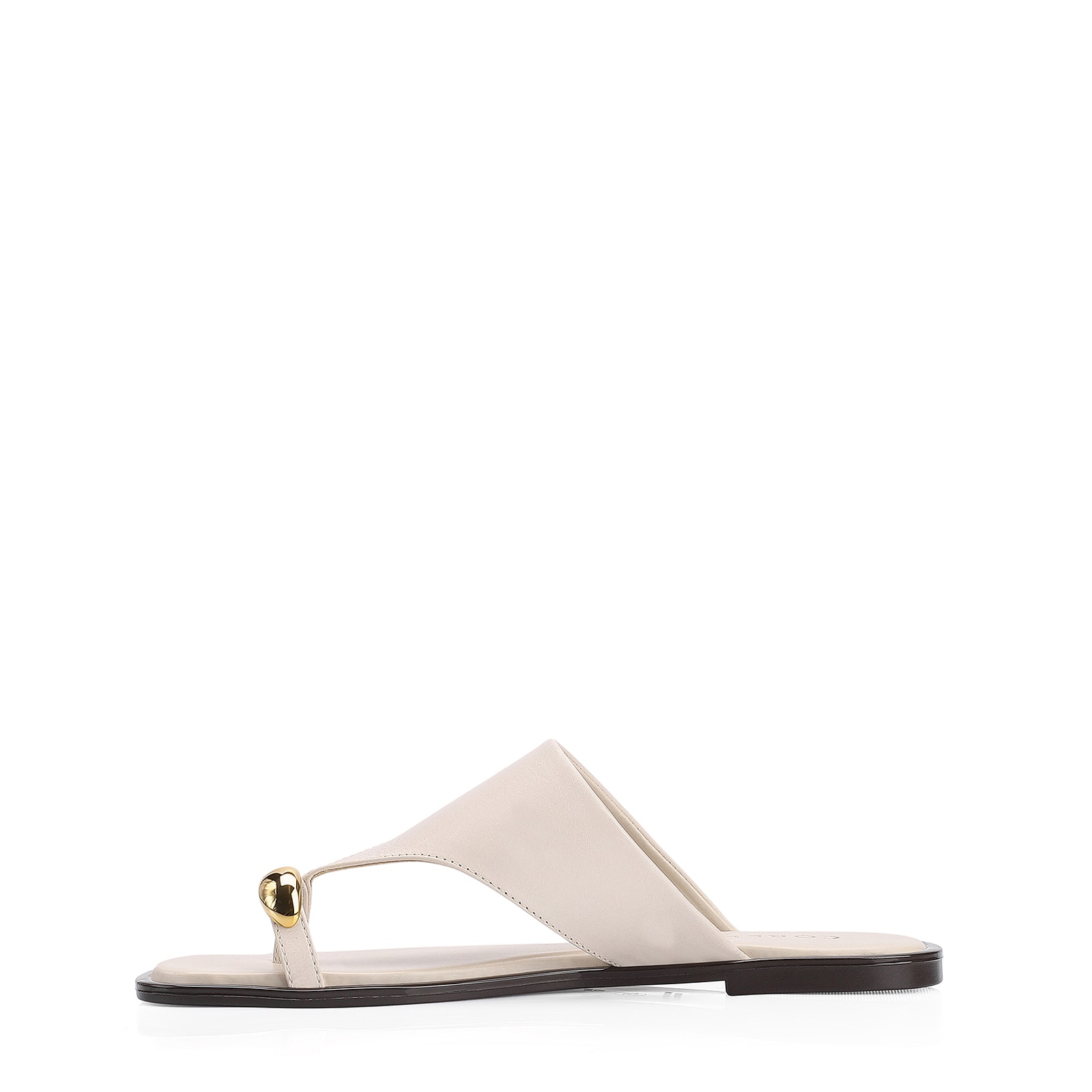 Rasteirinha Toe Ring Couro Off White