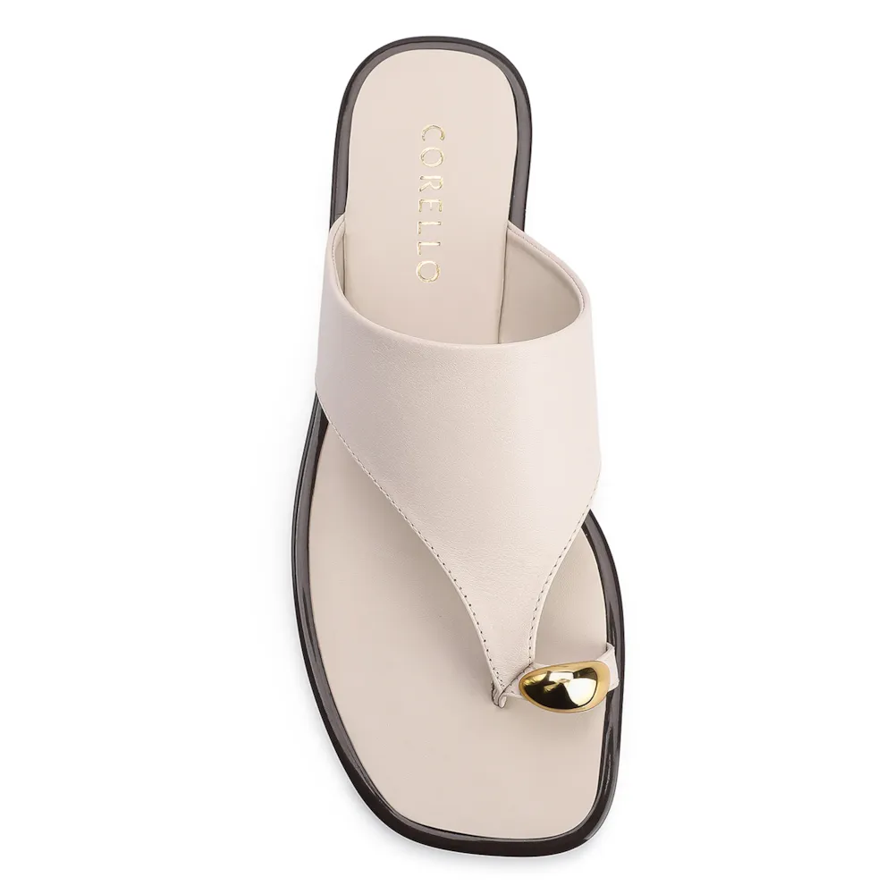 Rasteirinha Toe Ring Couro Off White - imagem 5