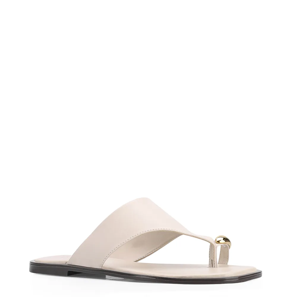 Rasteirinha Toe Ring Couro Off White