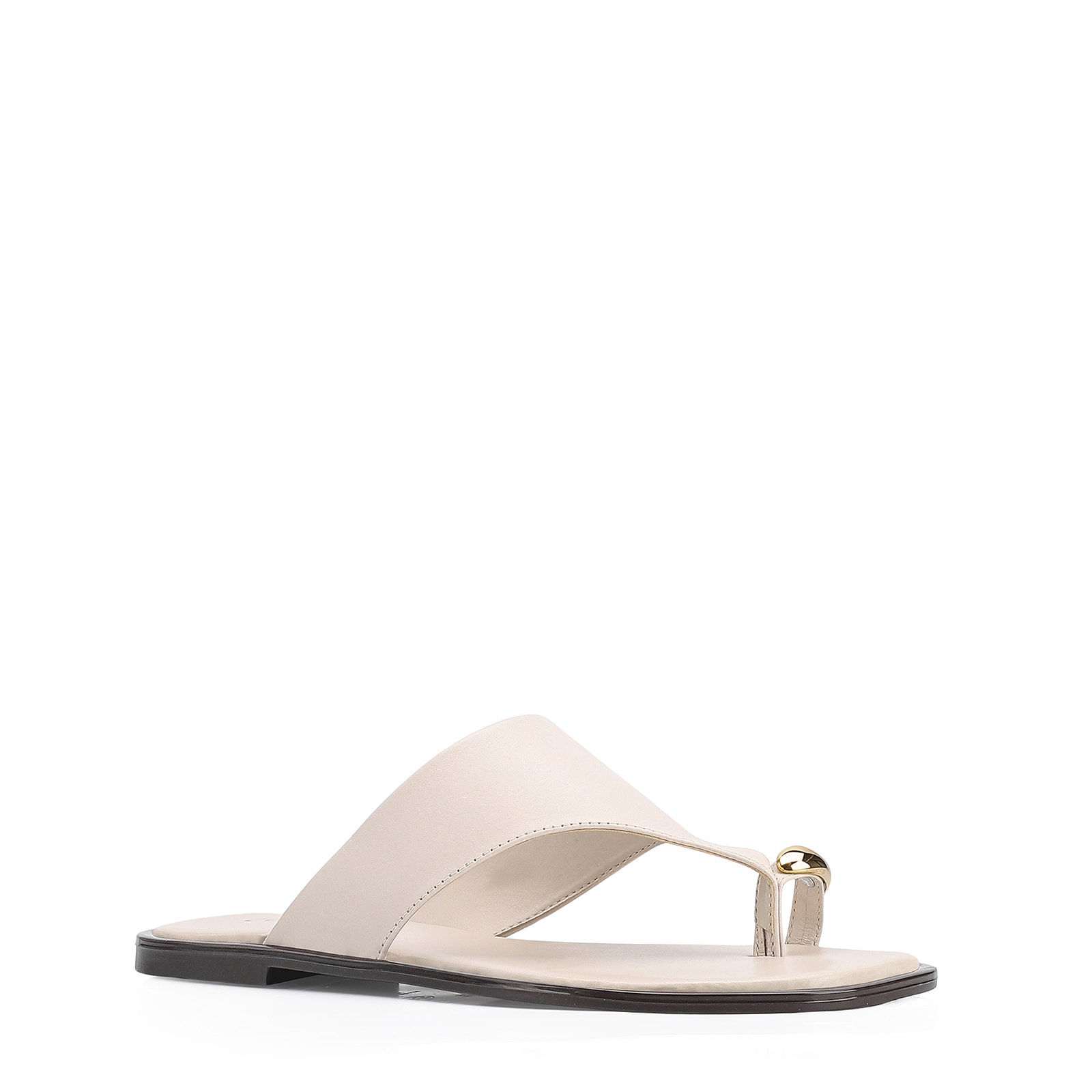 Rasteirinha Toe Ring Couro Off White
