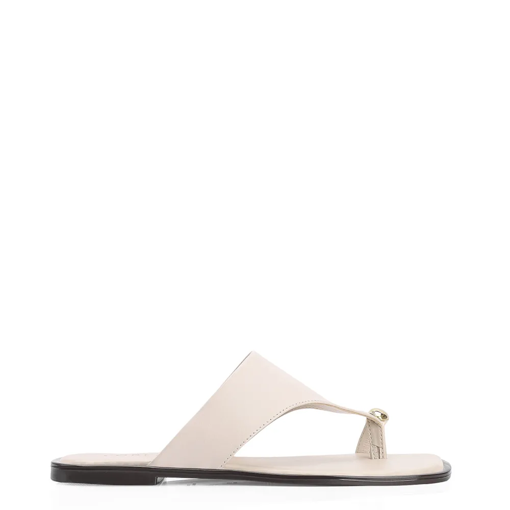 Rasteirinha Toe Ring Couro Off White - imagem 2