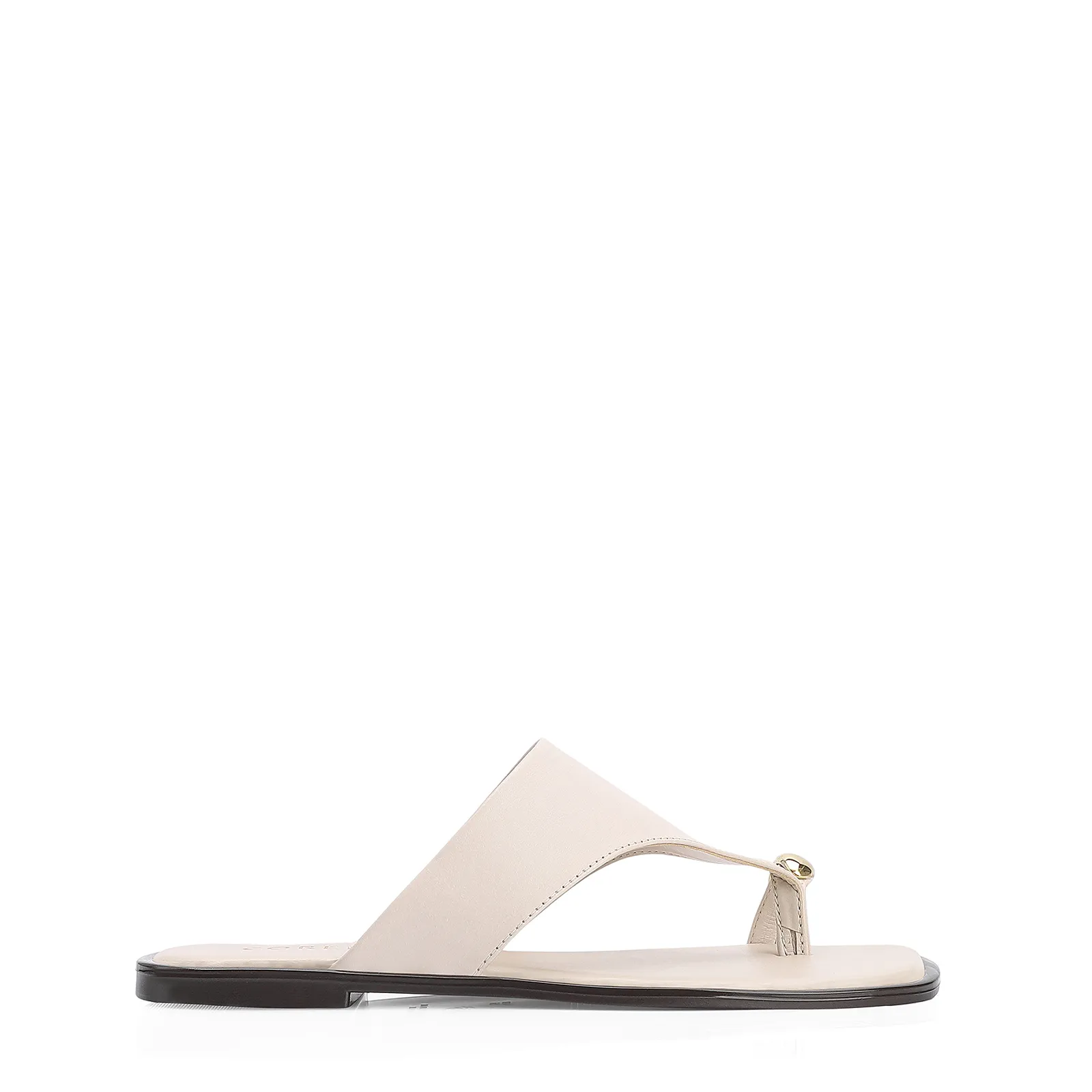 Rasteirinha Toe Ring Couro Off White
