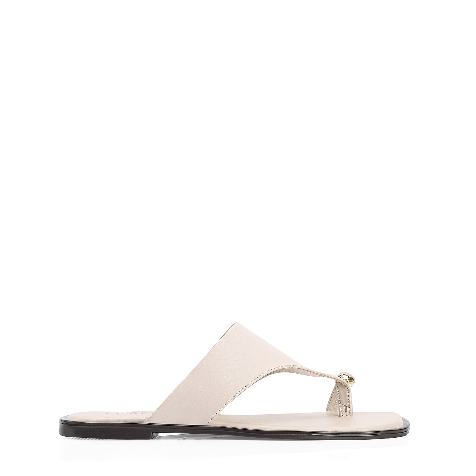 Rasteirinha Toe Ring Couro Off White