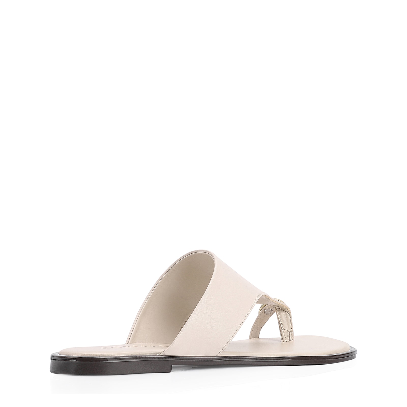 Rasteirinha Toe Ring Couro Off White
