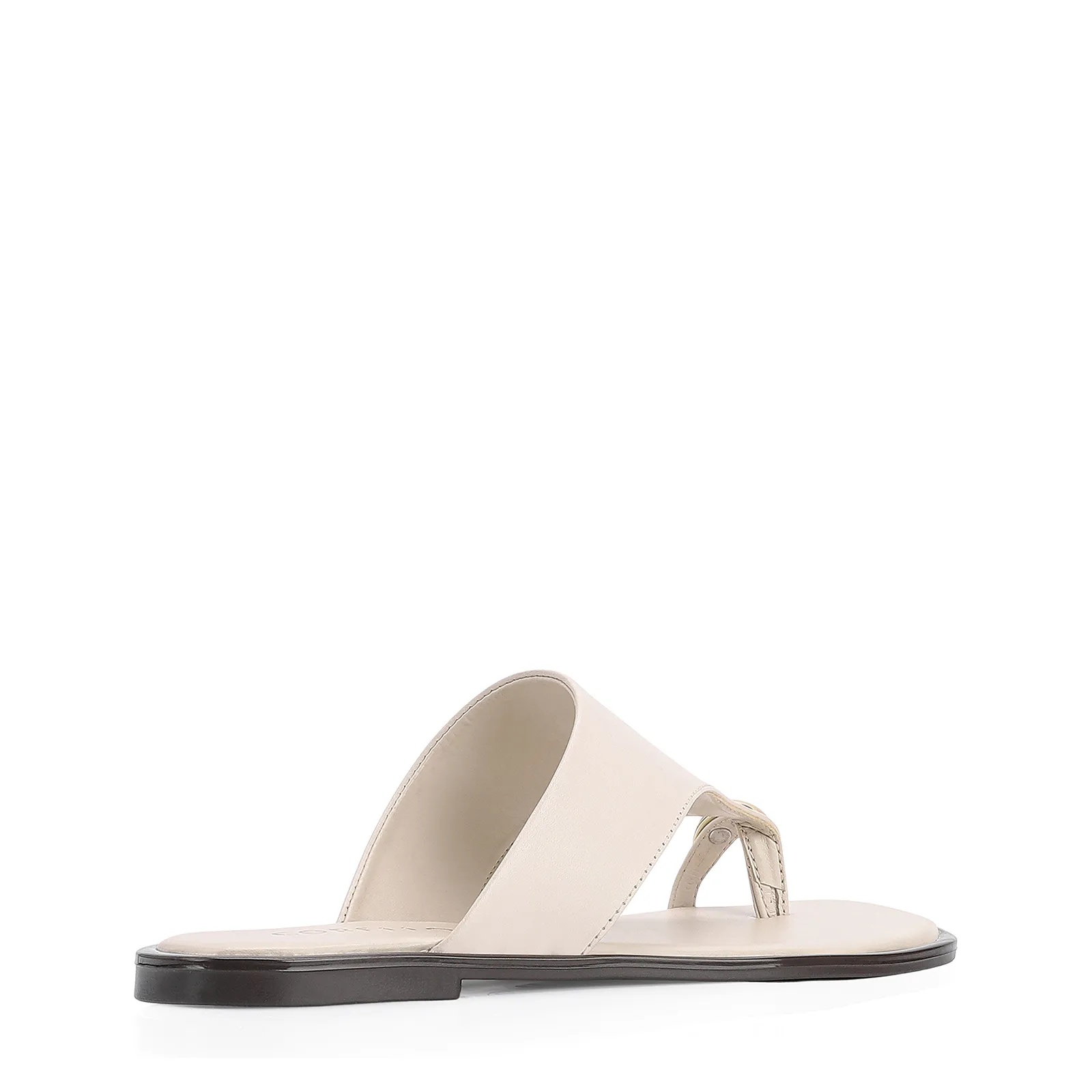 Rasteirinha Toe Ring Couro Off White