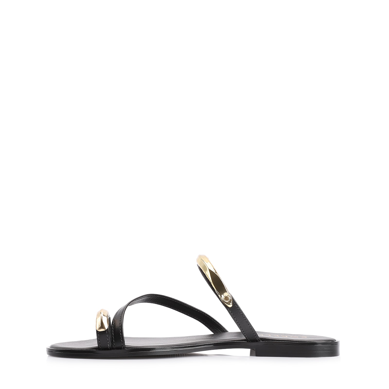 Rasteirinha Toe Ring Couro Preto