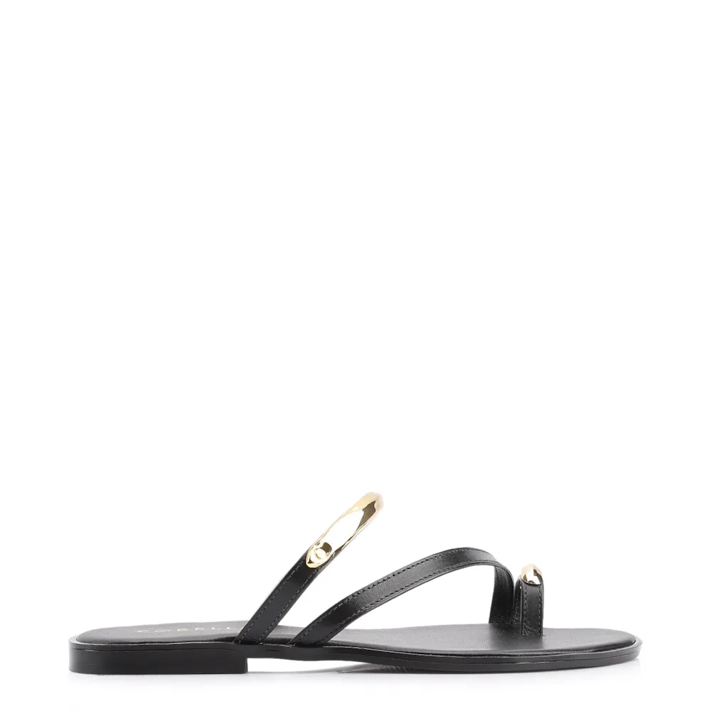 Rasteirinha Toe Ring Couro Preto - imagem 2