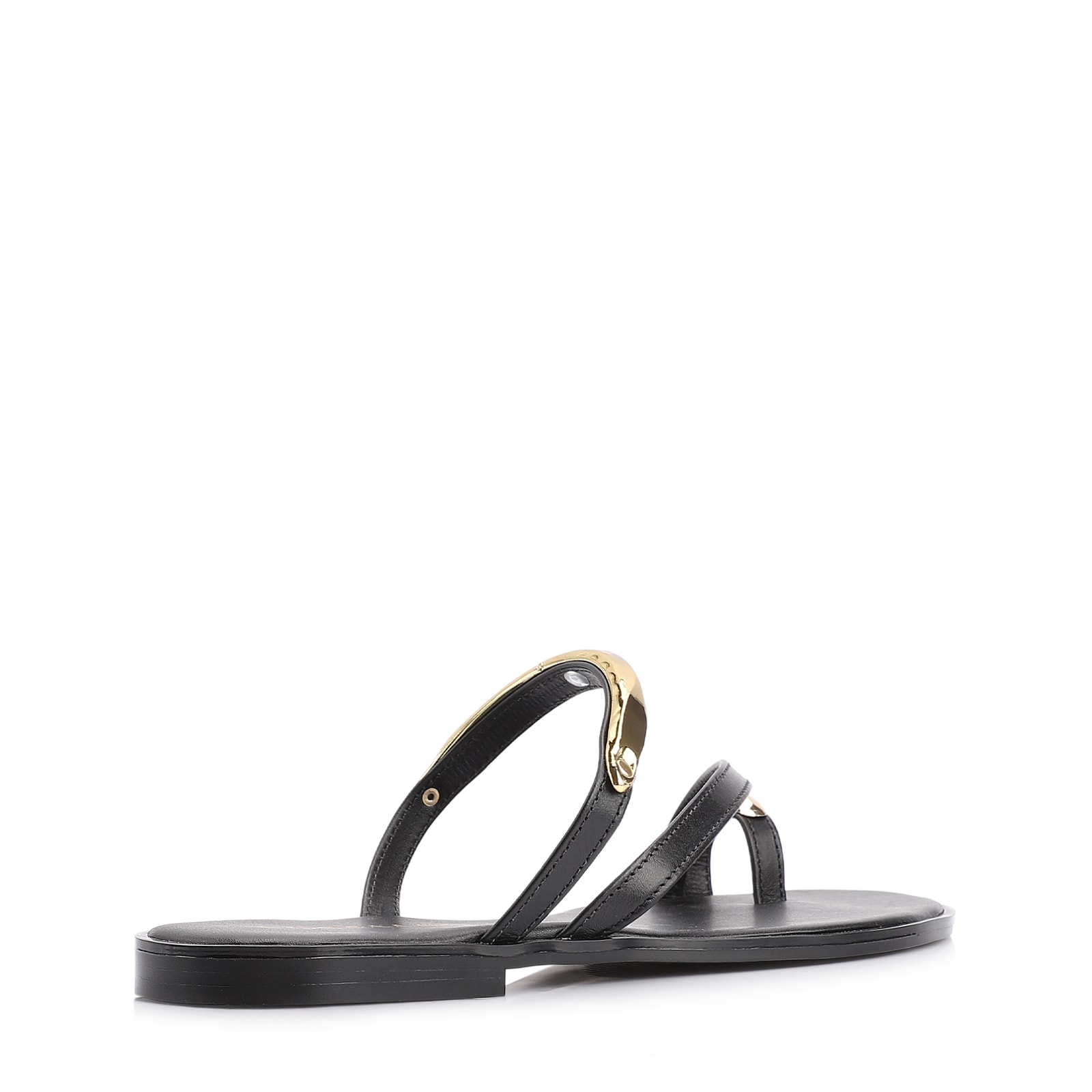 Rasteirinha Toe Ring Couro Preto