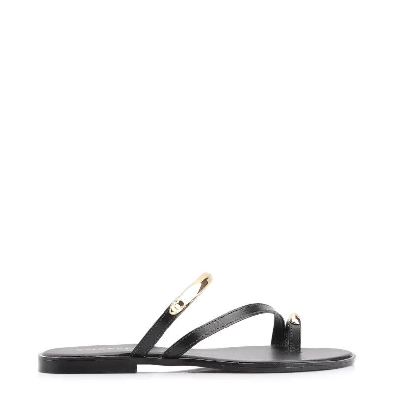 Rasteirinha Toe Ring Couro Preto - foto 2