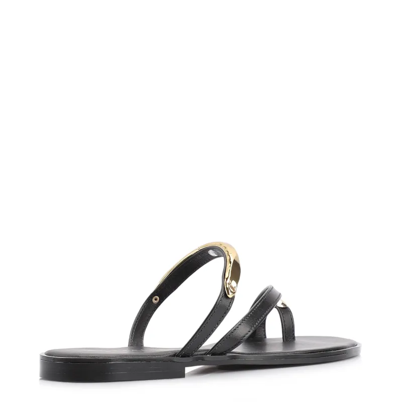 Rasteirinha Toe Ring Couro Preto - foto 3