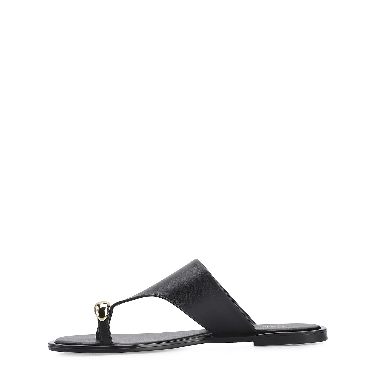 Rasteirinha Toe Ring Couro Preto
