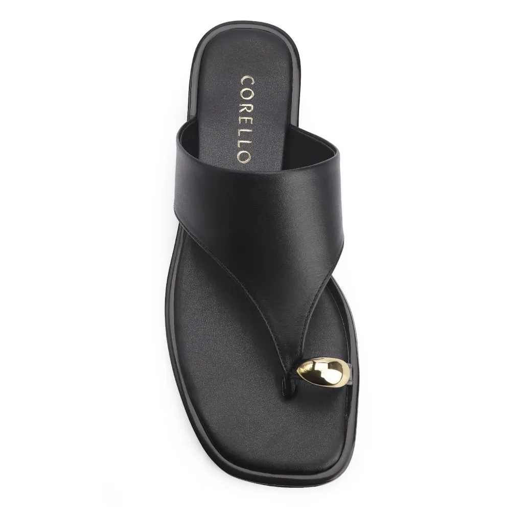 Rasteirinha Toe Ring Couro Preto - imagem 5