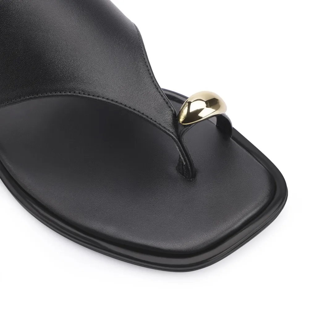 Rasteirinha Toe Ring Couro Preto - imagem 6