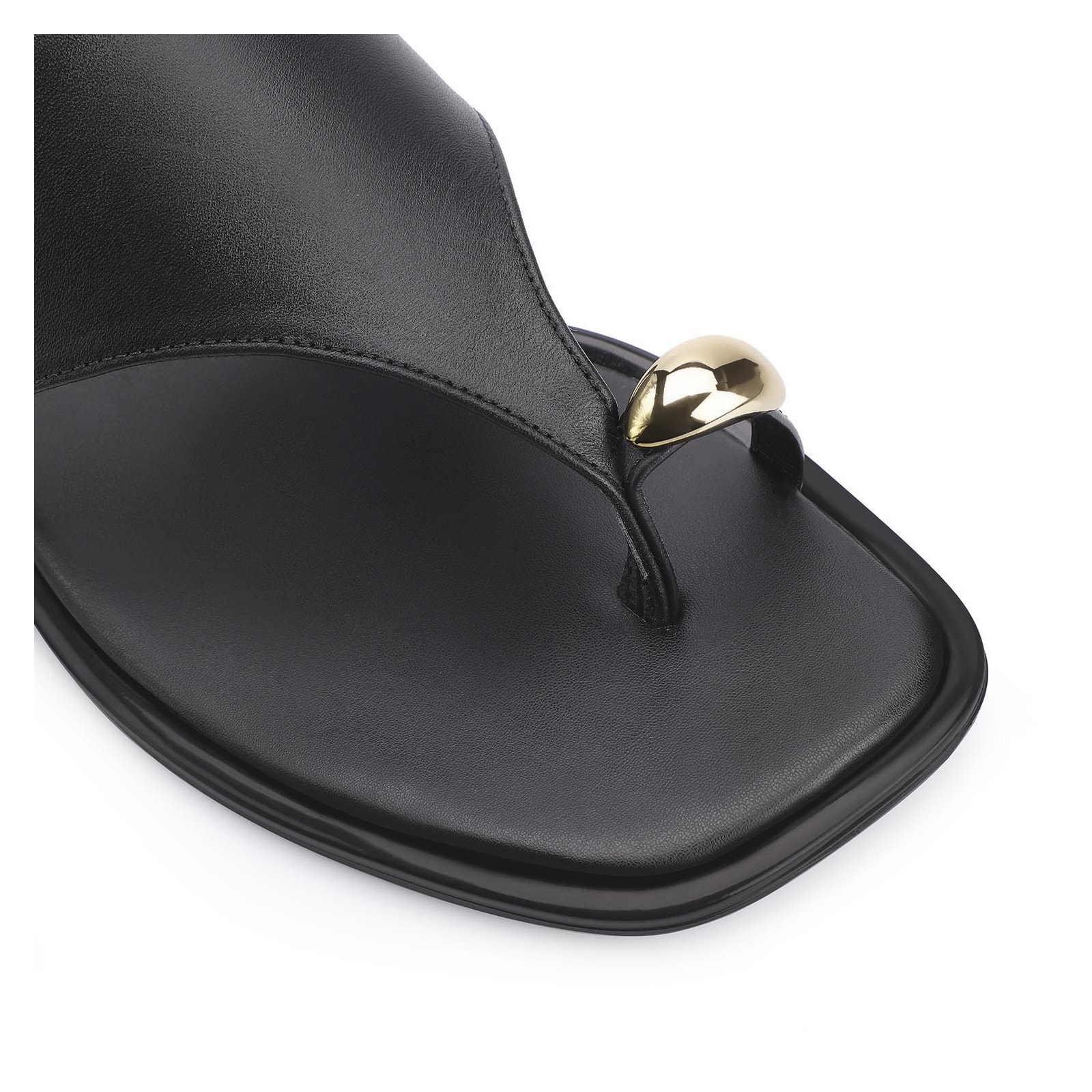 Rasteirinha Toe Ring Couro Preto