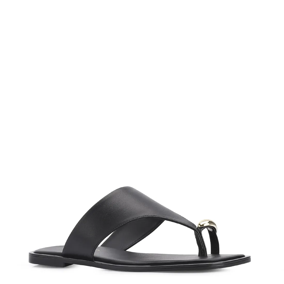 Rasteirinha Toe Ring Couro Preto