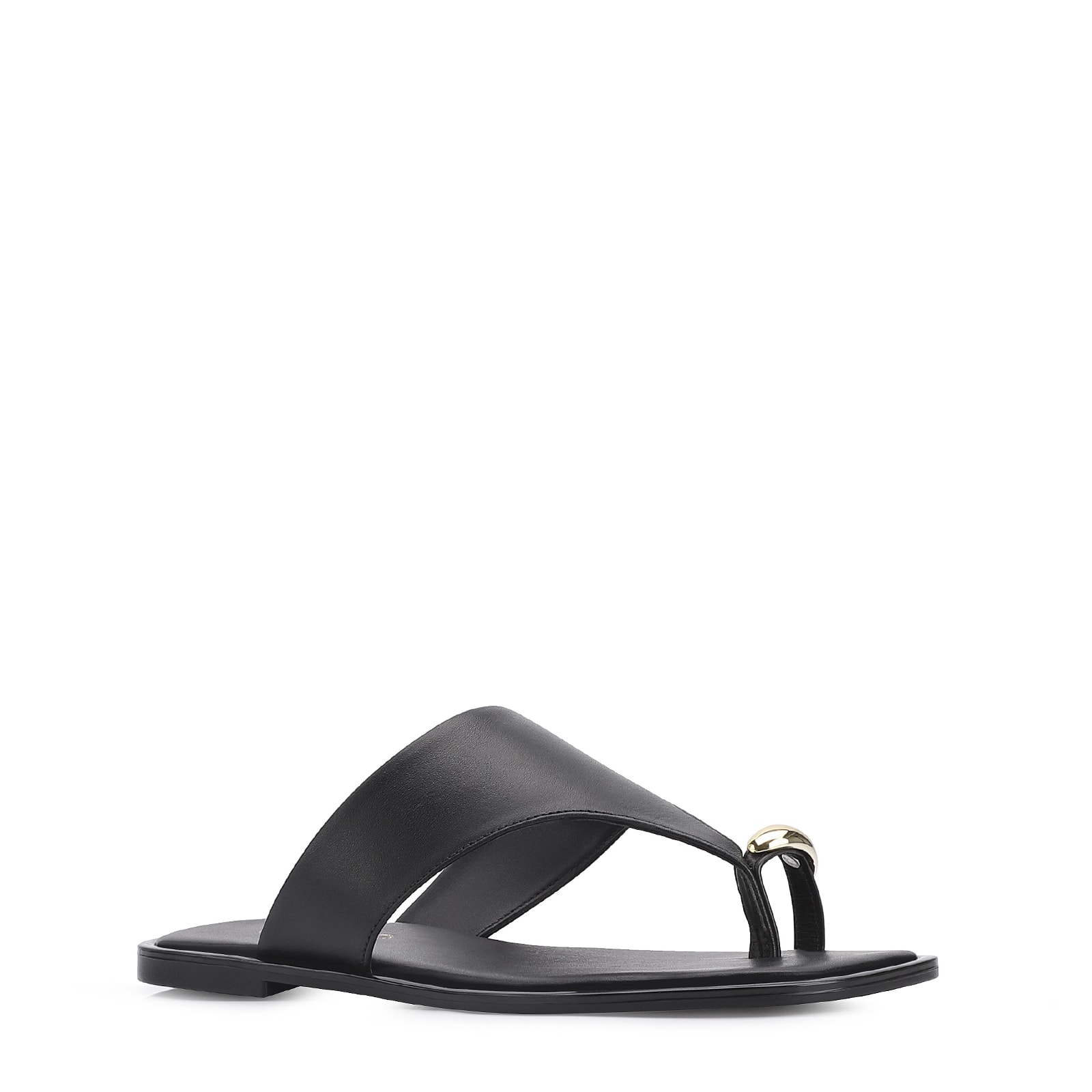 Rasteirinha Toe Ring Couro Preto