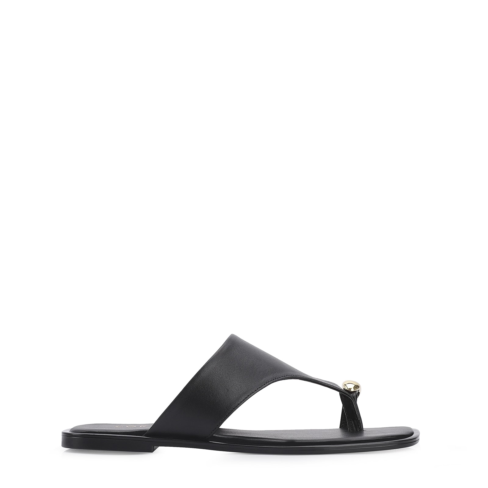 Rasteirinha Toe Ring Couro Preto