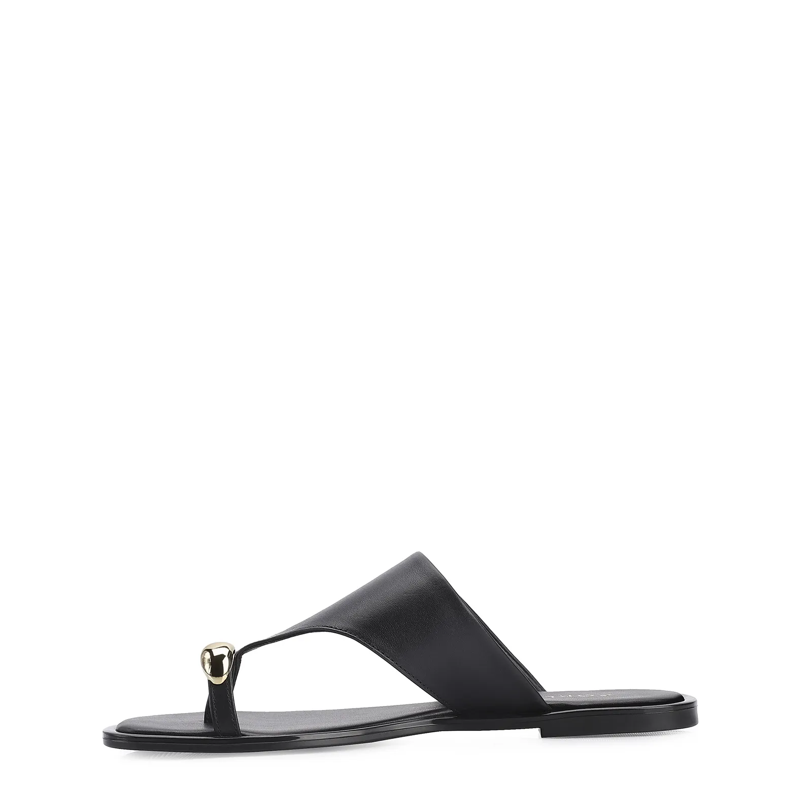 Rasteirinha Toe Ring Couro Preto