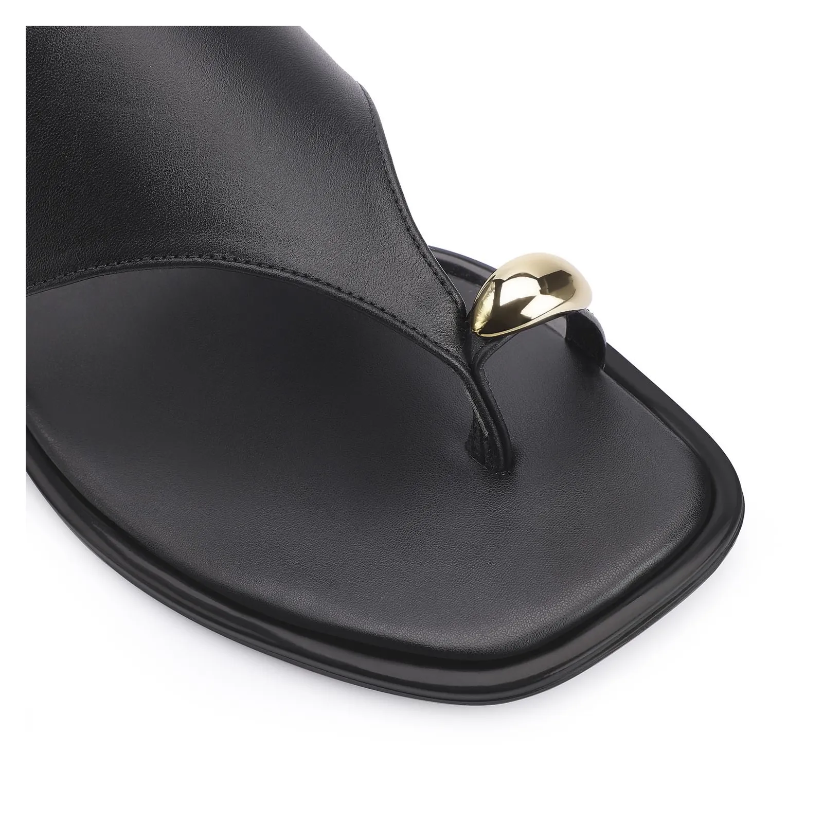 Rasteirinha Toe Ring Couro Preto
