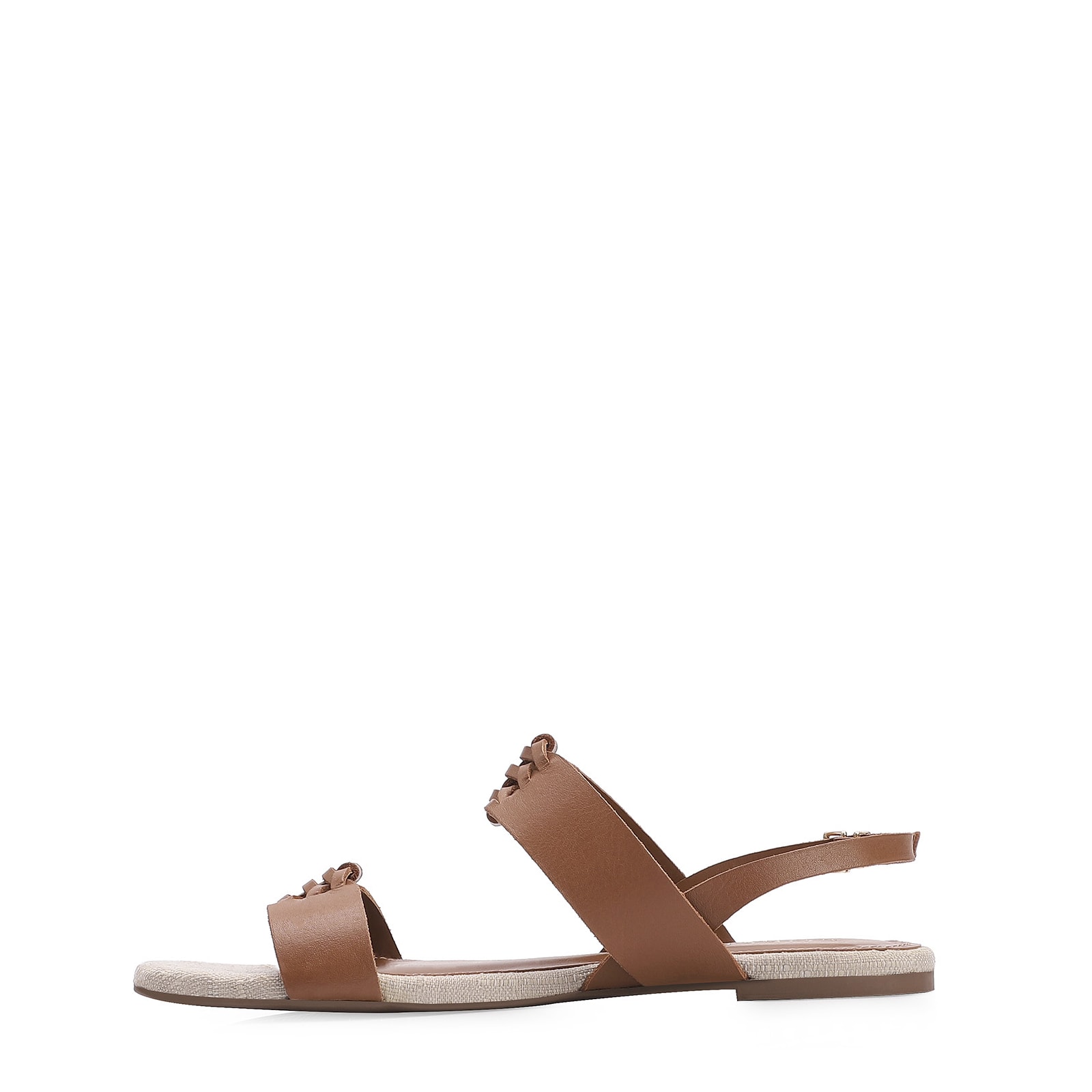 Rasteirinha Trançada Couro Marrom/Alt Off White